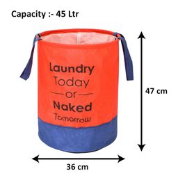 Kuber Industries Red & Blue Foldable Laundry Basket With Handles 45L image 2