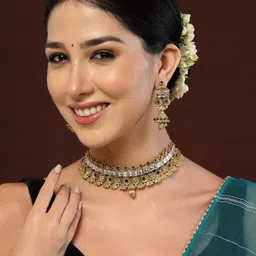 PANASH Gold-Plated Kundan-Studded Jewellery Set-19