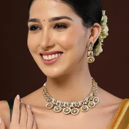 PANASH Gold-Plated Stone Studded Jewellery Set-37