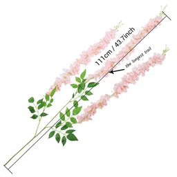 TIED RIBBONS Set Of 6 Pink & Green Artificial Hanging Wisteria Flower-Strings image 2