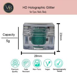 Veoni BELLE Set Of 2 HD Holographic Loose Glitter Eyeshadow 5g Each- Blue 3 & Sea Green 12 image 3