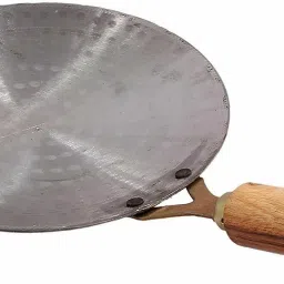 Original Handmade Loha, Iron, Lokhand Roti/Chapati Tawa with Wooden Handle - Size 9" Tawa 28 cm diameter-70