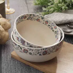 miah decor Multicolor Ceramic Handcrafted Midsummer Night'S Dream Collection- Stoneware Serving Bowls(8" & 7" Dia) -Set Of 2 By Miah D cor-picture-47