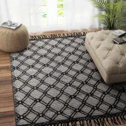 imperial knots Black Wool Rectangle 4 x 6 Feet Dhurrie-picture-4