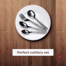 goshu Cutlery Set with stand - Set of 25 (Contains: 6 Master Spoons, 6 Tea Spoons, 6 Forks, Stainless Steel Cutlery Set image 2