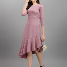 Women Asymmetric Purple Knee Length Dress-image-85