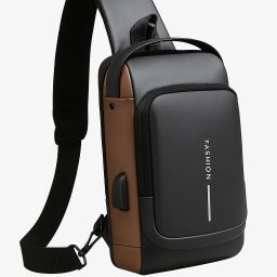 Brown Men & Women Sling Bag Sling Crossbody with USB Charging | Anti-Theft | Waterproof Unisex Shoulder Bag-image-60
