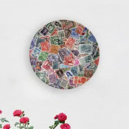 quirk india Orange Indian Stamps Ceramic Decorative Wall Plate-picture-34
