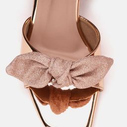 ELLE Rose Gold-Toned Block Heels with Shimmer Bows image 3