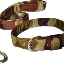Premium Quality & Stylish Nylon Printed Army Design Brown Dog Collar & Leash (1 inch Medium Size (Neck Size 17-21inch) Dog Collar & Leash-picture-11