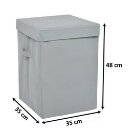 Kuber Industries Grey Solid Laundry Bag With Lid & Handles image 5