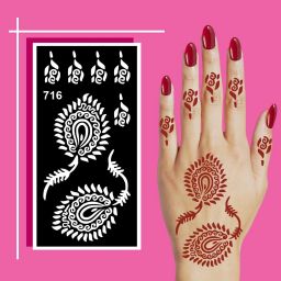 Stylish Bloom Flower Mehndi Stencil Sticker With Artistic Line Work-image-91