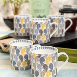 GOODHOMES White & Blue 6-Pieces Printed Bone China Mugs Set-picture-38