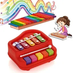 2-IN-1 Mini Piano and Xylophone Toy with Colorful Keys & 2 Mallets for Kids|T110-image-65