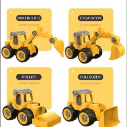 Construction Toys Vehicles Set 4 PCs DIY Trucks 4 in 1 JCB Toys-image-46