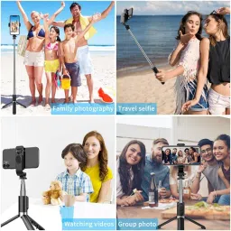 Aurbit Pro R1L Long Bluetooth Selfie Sticks with Extendable Tripod Stand for Mobile phone, Remote & 360 Rotating Head, 1.6M Long For Selfie, Vlogging, Video watching & Photoshoot, Selfie stick with Bluetooth Remote Bluetooth Selfie Stick image 3