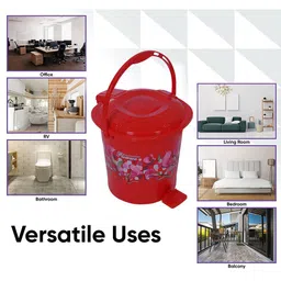 Kuber Industries Grey & Red 2 Pieces Durable Pedal Dustbin With Handle 10 L Each image 4
