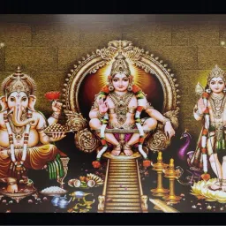 Ayappa swamy photo with wooden frame Digital Reprint 8 inch x 12 inch Painting-21