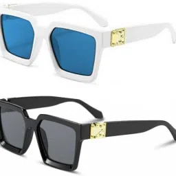sunwear Gradient, UV Protection, Polarized, Mirrored Retro Square, Rectangular Sunglasses (55) image 3