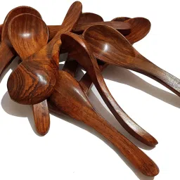 WOODEN SPOON 12 PCS Wooden Cream Spoon, Coffee Spoon, Dessert Spoon, Ice Tea Spoon, Sugar Spoon, Table Spoon, Tea Spoon Set-22