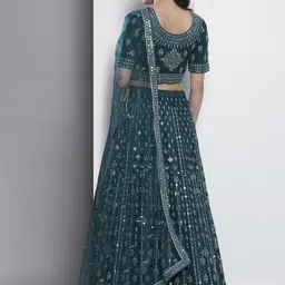 Fusionic Embroidered Net Semi-Stitched Lehenga & Unstitched Blouse With Dupatta image 3