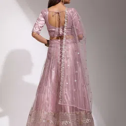Fabcartz Embellished Sequinned Semi-Stitched Lehenga & Unstitched Blouse With Dupatta image 4