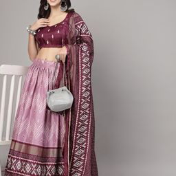 BAESD Printed Semi-Stitched Lehenga & Unstitched Blouse With Dupatta image 4