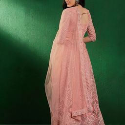 Sangria Embroidered Sequined Net Semi-Stitched Lehenga Choli With Dupatta image 5