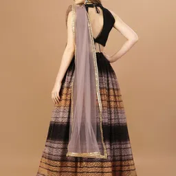 Mitera Self Designed Semi-Stitched Satin Lehenga & Unstitched Blouse With Dupatta image 5