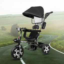 Tricycle with Leather cushioned seat,Foldable Canopy,Secured front bar 2 point harness safety belts to ensure a smooth & safe ride for 1-5 Years Kids Tricycle-17