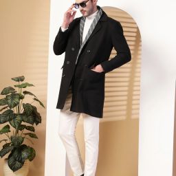 Tweed Solid Coat For Men-image-21