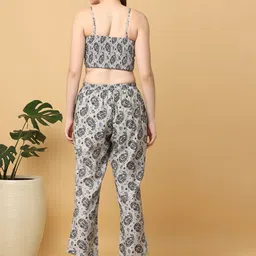 Cora Printed Shoulder Straps Crop Top & Trouser With Blazer image 5