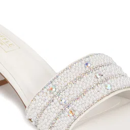 Truffle Collection Embellished Open Toe Block Heels image 4