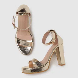 Marc Loire Textured Party Platform Heels With Ankle Loop image 5