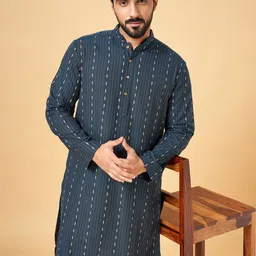 YU by Pantaloons Ethnic Motifs Woven Design Mandarin Collar Straight Kurta-image-17