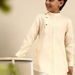 Sanwara Boys Cream-Coloured Solid Angrakha Kurta-35