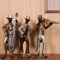craft tree Iron Copper Finish Musician Figurine Set of 3-picture-3