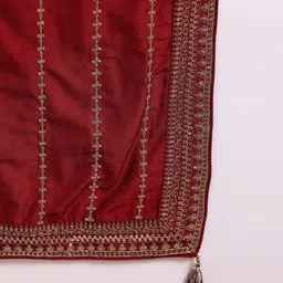 AHIKA Ethnic Motifs Embroidered Sequinned Kurta with Palazzos & With Dupatta image 2