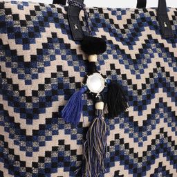 Anouk Chevron Woven Design Oversized Structured Shoulder Bag with Tasselled Detail image 4
