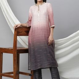 AURELIA Ombre Printed Regular Thread Work Kurta With Trousers image 3