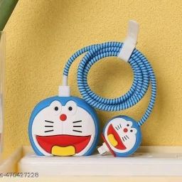 Micvir Charger Cover for iPhone 18W-20W Charger, 3D Cartoon DoraeMon, Spiral Cable Protector-image-62