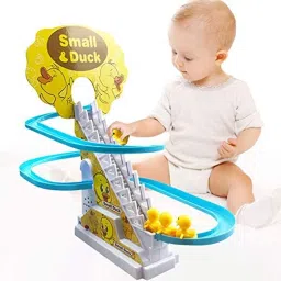 Duck Slide Toy Set, Automatic Stair-Climbing Race Track Set, Lights & Musical-5