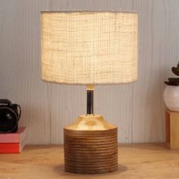 Devansh Wood Table Lamp With White Jute Shade by New Era-picture-32
