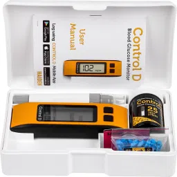control d Orange Digital Glucose Blood Sugar testing Monitor Machine with 25 Strips Glucometer image 4