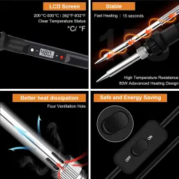 elephantboat Temperature Adjustable Soldering Iron Kit With 5 Different Soldering Tips, 80W Soldering Trainer Electronic Hobby Kit image 4