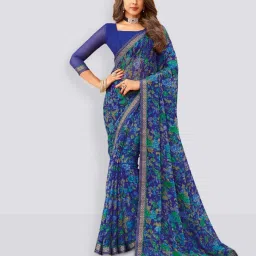 Geometric Print, Printed, Embellished Bollywood Georgette, Chiffon Saree-1