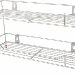 Utensil Kitchen Rack S.S. Multipurpose 2 Layer Wall Mount|Kitchen Organizer|Bartan Stand|Bath Storage Steel-picture-0