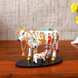 craft tree White Ceramic Kamdhenu Cow Showpiece 6'' Height-picture-29