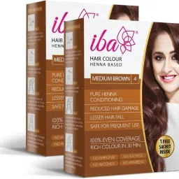Henna Based Hair Colour For Women, Long Lasting & Ammonia-Free 2 x 70g (140g) , Medium Brown-image-50