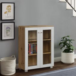 Awana Wotan Oak & White Engineered Wood Close Book Shelf-14